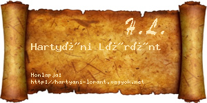 Hartyáni Lóránt névjegykártya